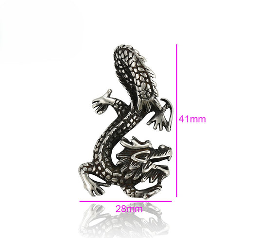 Antique Style Sterling Silver Eastern Dragon Pendant