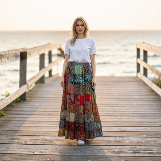 Multi-patch Maxi Skirt (KT-1424)
