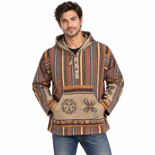Unisex 100% Cotton Three Button Hooded pullover