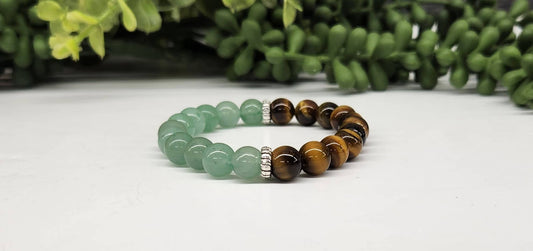 Green Aventurine & Tiger Eye Bracelet 8mm Beads