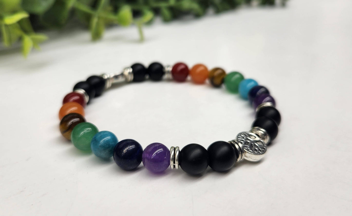 Chakra-Tree of Life Stretchable Bracelet 8mm -7.5" Long