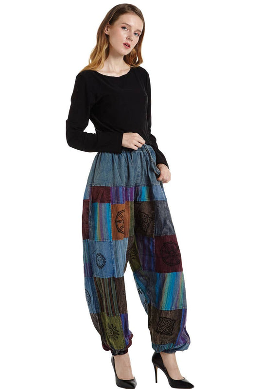 Mixed Patch Harem Pants (KT-1118)