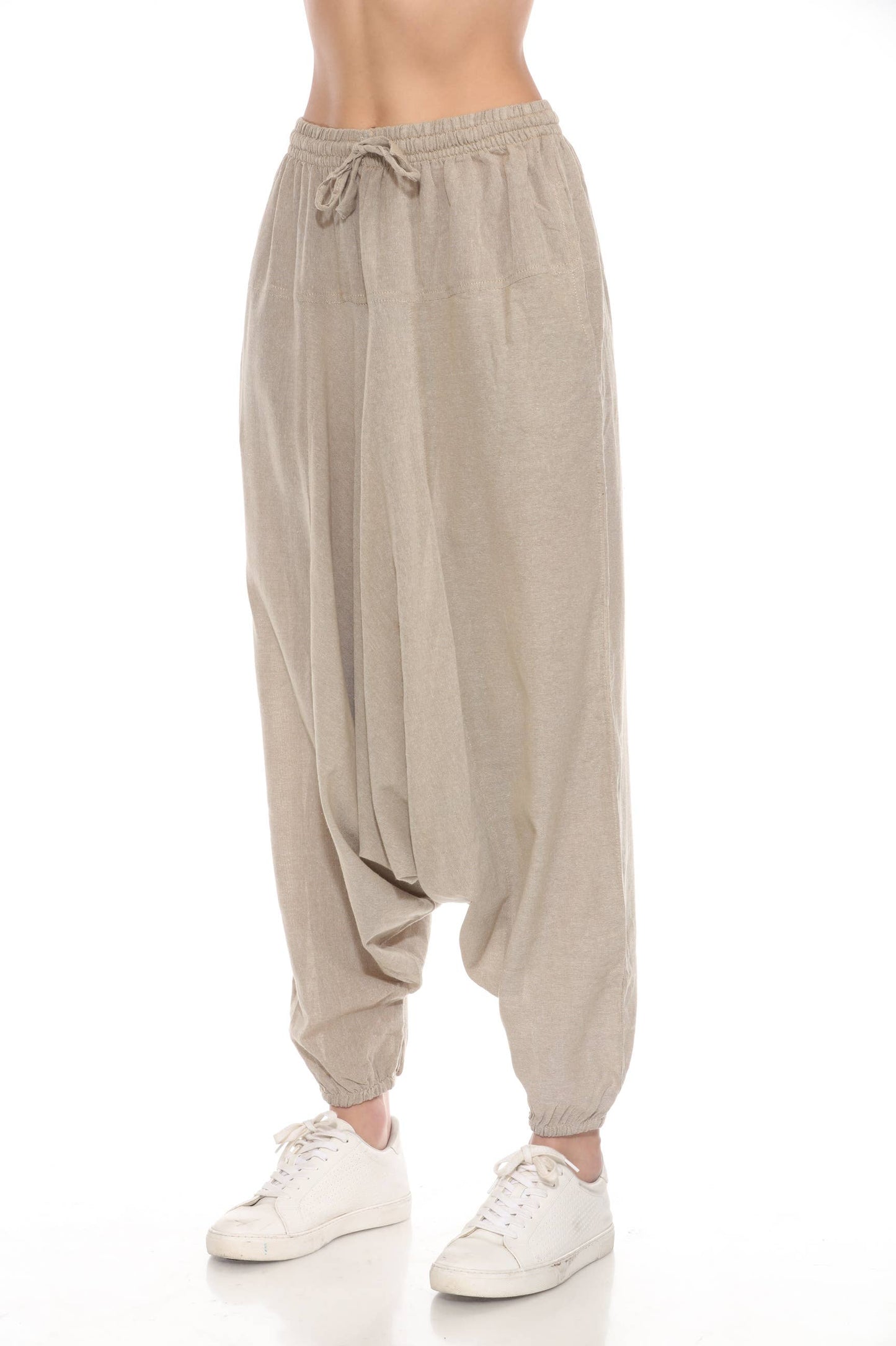 Cotton Natural Solid Boho Hippie Lightweight Harem Pants