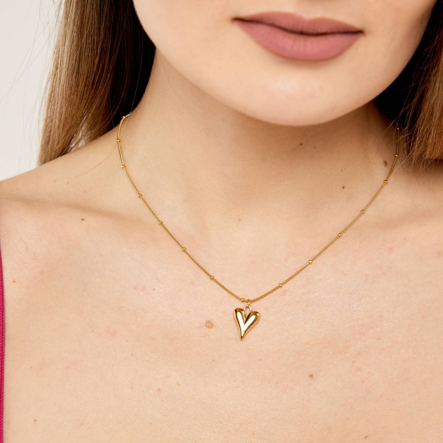 18K gold plated Stainless steel  Hearts necklace, Intensity