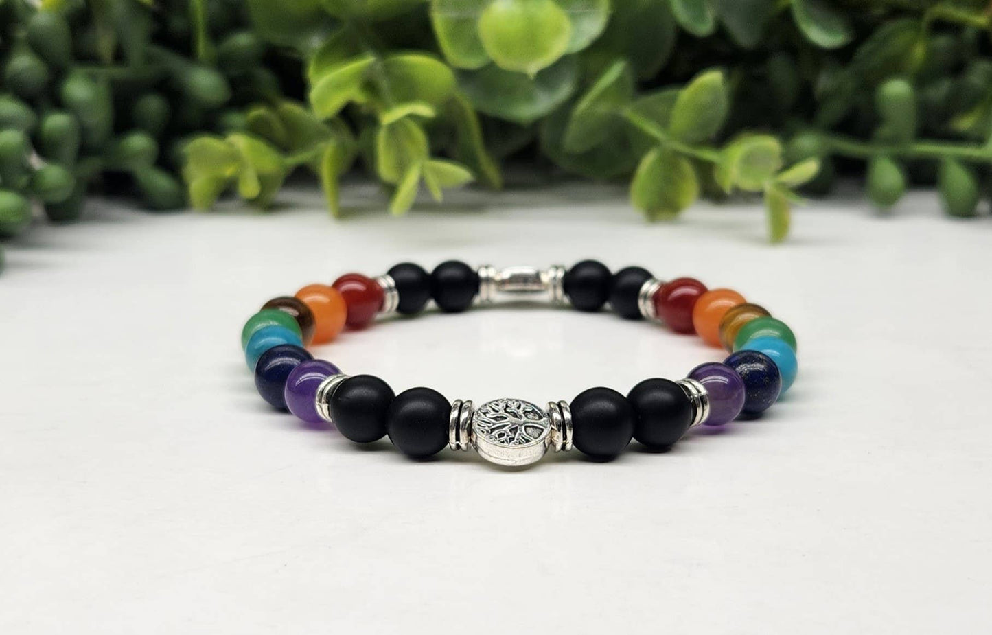 Chakra-Tree of Life Stretchable Bracelet 8mm -7.5" Long
