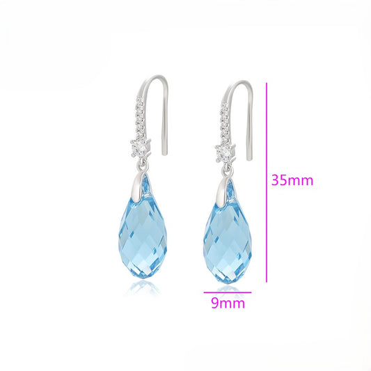 Aquamarine Crystal Teardrop Earrings - 92641
