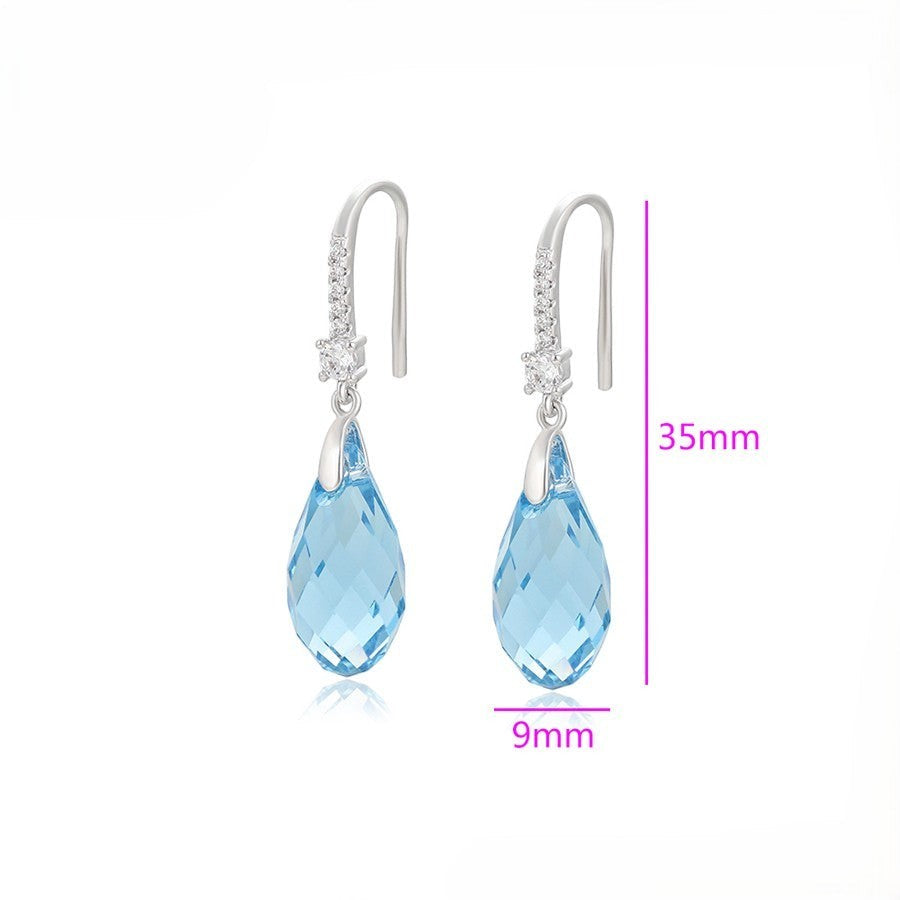 Aquamarine Crystal Teardrop Earrings - 92641