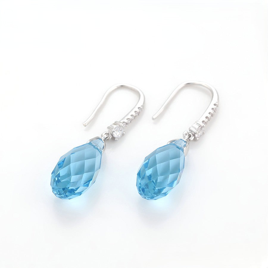 Aquamarine Crystal Teardrop Earrings - 92641