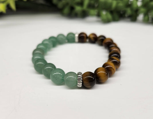 Green Aventurine & Tiger Eye Bracelet 8mm Beads