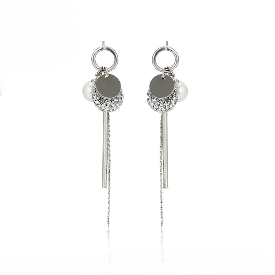 Pave Halo Circle, Solid Disk & Bar Dangle Drop Earrings