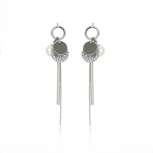 Pave Halo Circle, Solid Disk & Bar Dangle Drop Earrings