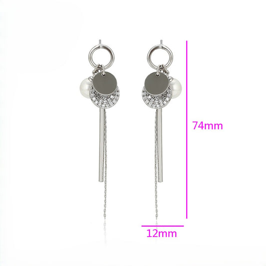Pave Halo Circle, Solid Disk & Bar Dangle Drop Earrings