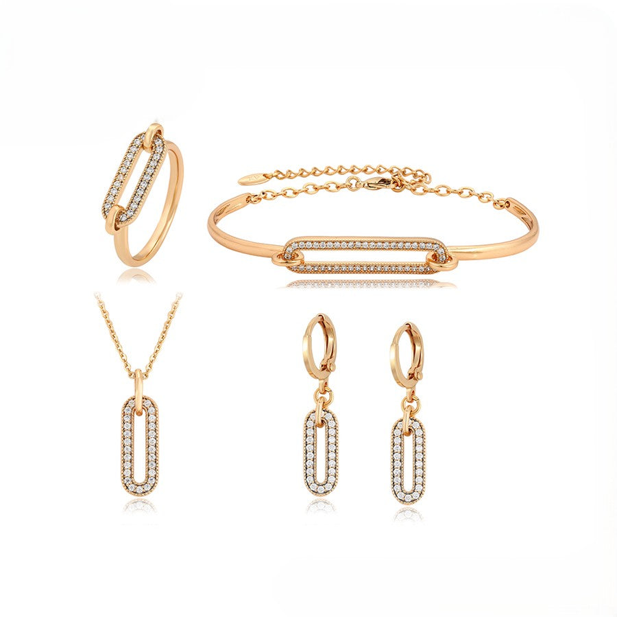 14K Gold Plated Paperclip Style Jewelry Set