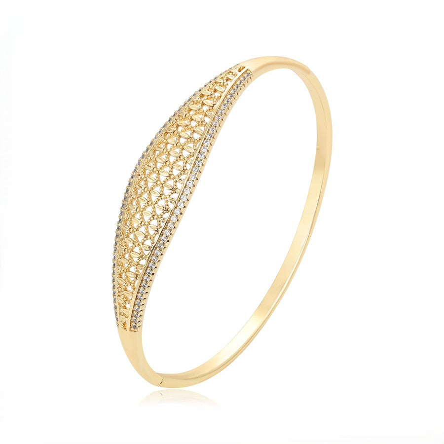 14K Gold Plated Filigree Lattice Bangle Bracelet