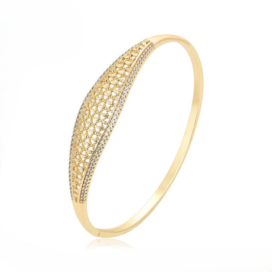 14K Gold Plated Filigree Lattice Bangle Bracelet