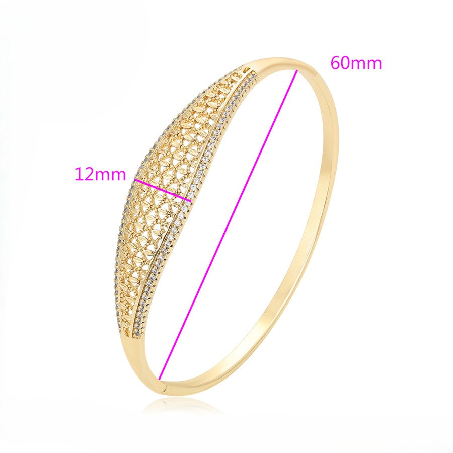 14K Gold Plated Filigree Lattice Bangle Bracelet