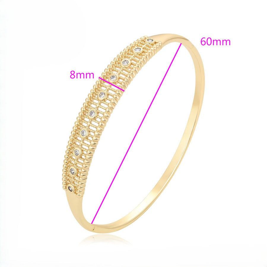 14K Gold Plated Beaded Cable Mesh Bangle