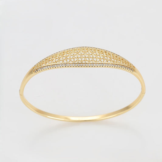 14K Gold Plated Filigree Lattice Bangle Bracelet