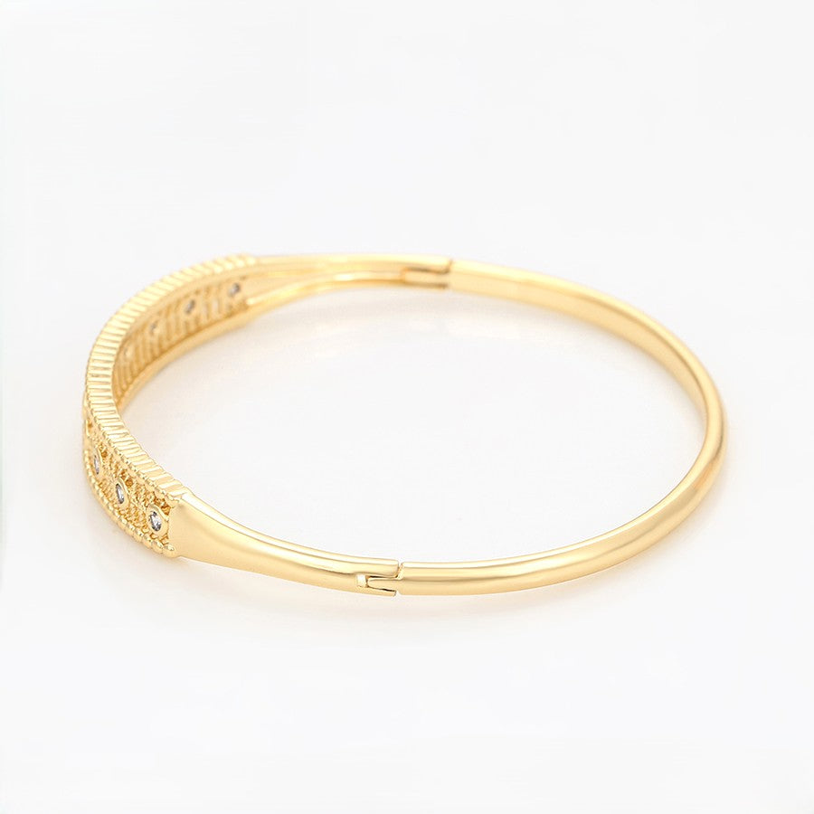 14K Gold Plated Beaded Cable Mesh Bangle