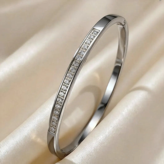 Pavé Rhinestone Bangle — Gold or Silver Crystal Cuff