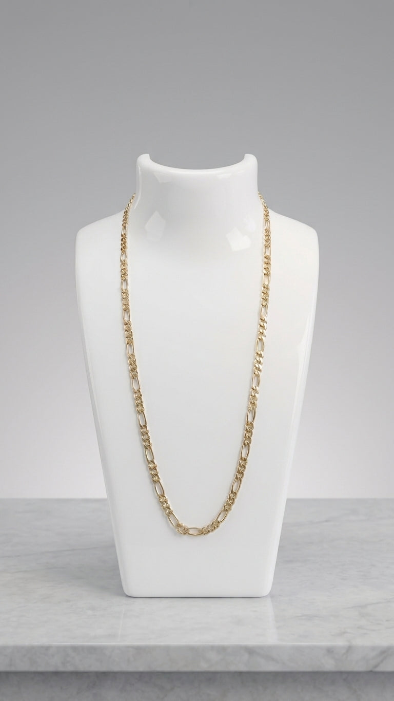 14k gold plated figaro chain, stainless steel figaro necklace, 45cm gold chain, 18 inch figaro link chain