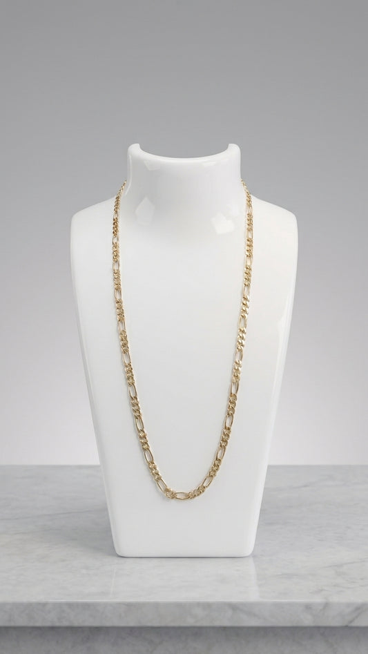 14k gold plated figaro chain, stainless steel figaro necklace, 45cm gold chain, 18 inch figaro link chain