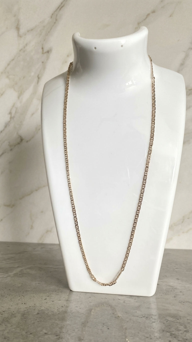 Rose Gold Plated Stainless Steel Mariner Link Chain Necklace (50cm)