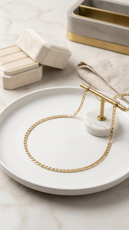 Rose Gold Plated Stainless Steel Mariner Link Chain Necklace (50cm)