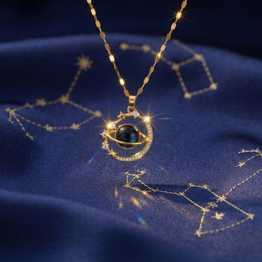Golden Planet - Stainless Steel Pendant Necklaces For Women 18K Gold Plated
