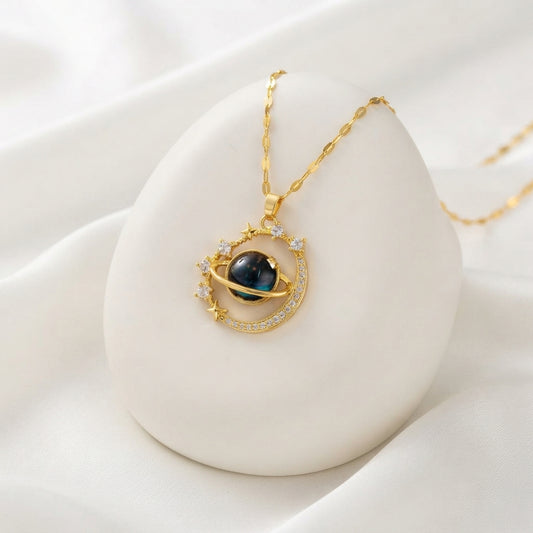 Golden Planet - Stainless Steel Pendant Necklaces For Women 18K Gold Plated