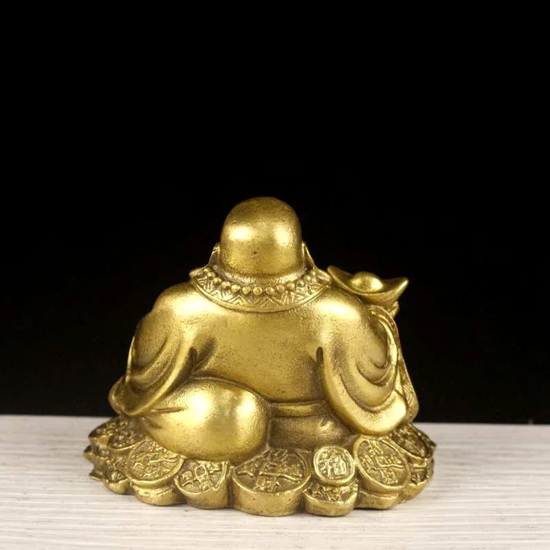 Pure Brass Copper Maitreya Car Buddha figure, good luck and  Metal Gold Coin Buddha Statue Home Decoration Ornament Craft Gift