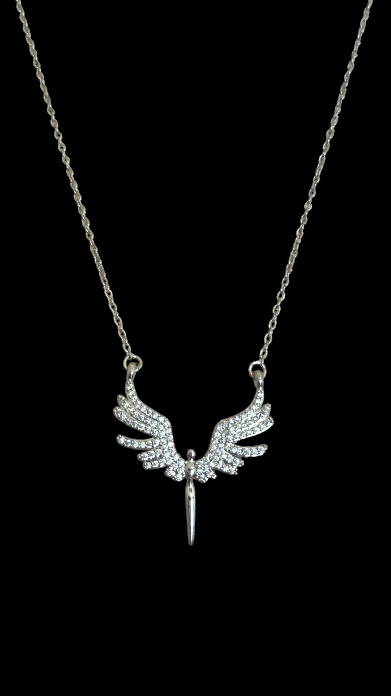 Guardian Angel Wings Pave Necklace