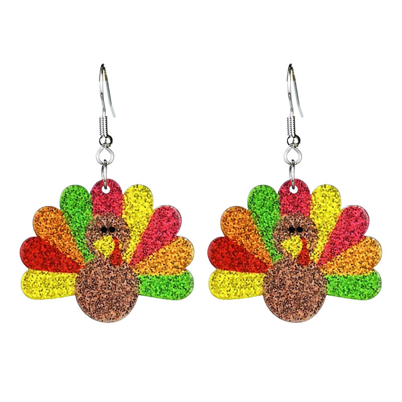 Glitter Fall Earrings — Turkey, Pumpkin Latte, Maple Leaf & Sunflower