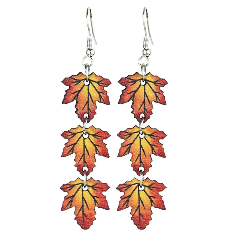 Wooden Fall Earrings — Turkey, Pumpkin, Maple Leaf & Halloween