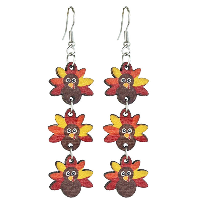 Wooden Fall Earrings — Turkey, Pumpkin, Maple Leaf & Halloween