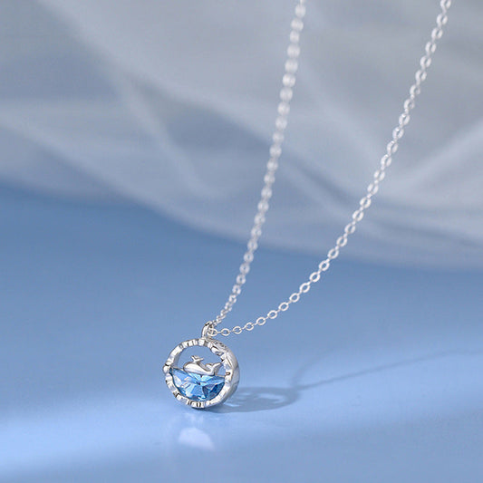 Whale & Ocean Blue Crystal Necklace