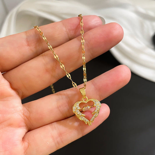 Guardian Angel Wing Heart Necklace