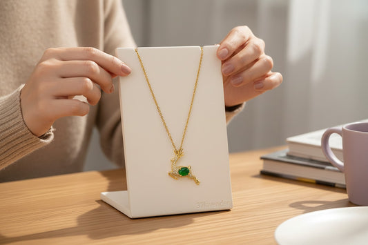 Emerald Green Gemstone Deer Jewelry