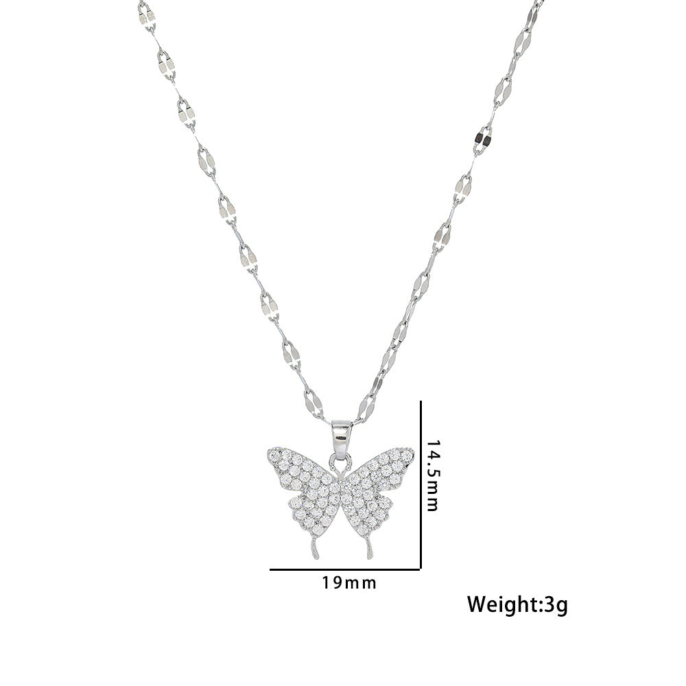 Butterfly Pave Pendant Necklace