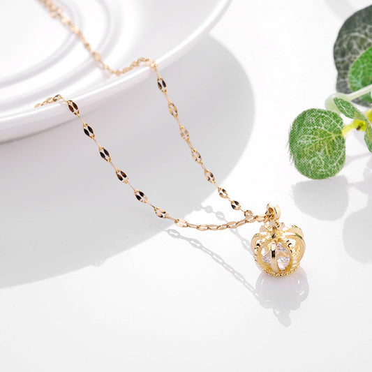 Rose Gold Sparkling Crystal Queen Crown Jewelry