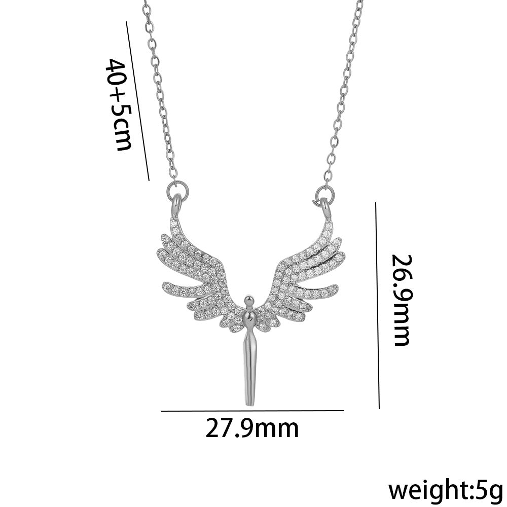 Guardian Angel Wings Pave Necklace