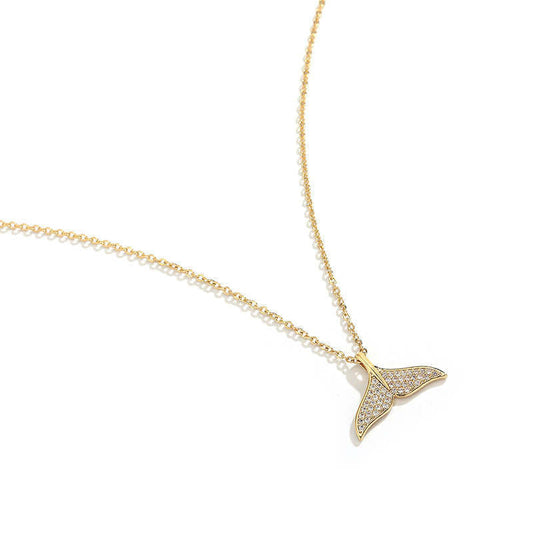 Gold Pave Fish Tail Necklace