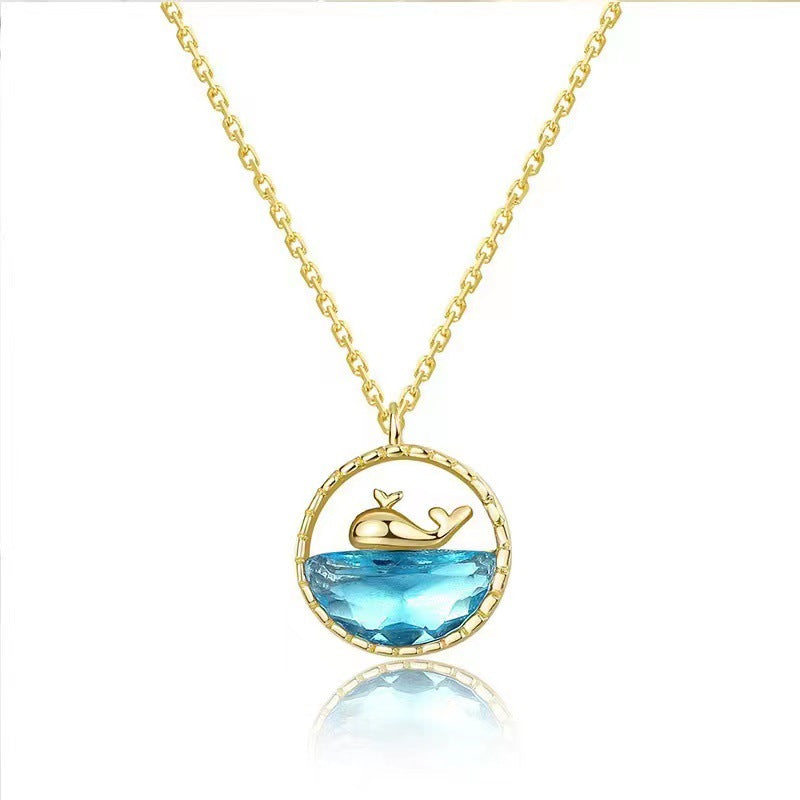 Whale & Ocean Blue Crystal Necklace