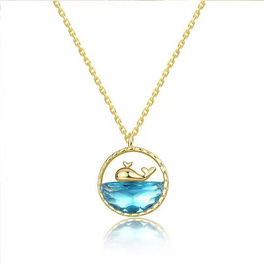 Whale & Ocean Blue Crystal Necklace