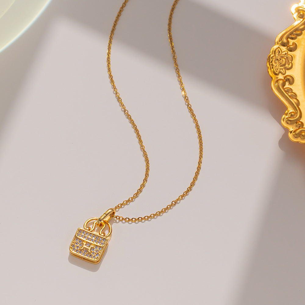 Pave Crystal Mini Handbag Pendant Necklace
