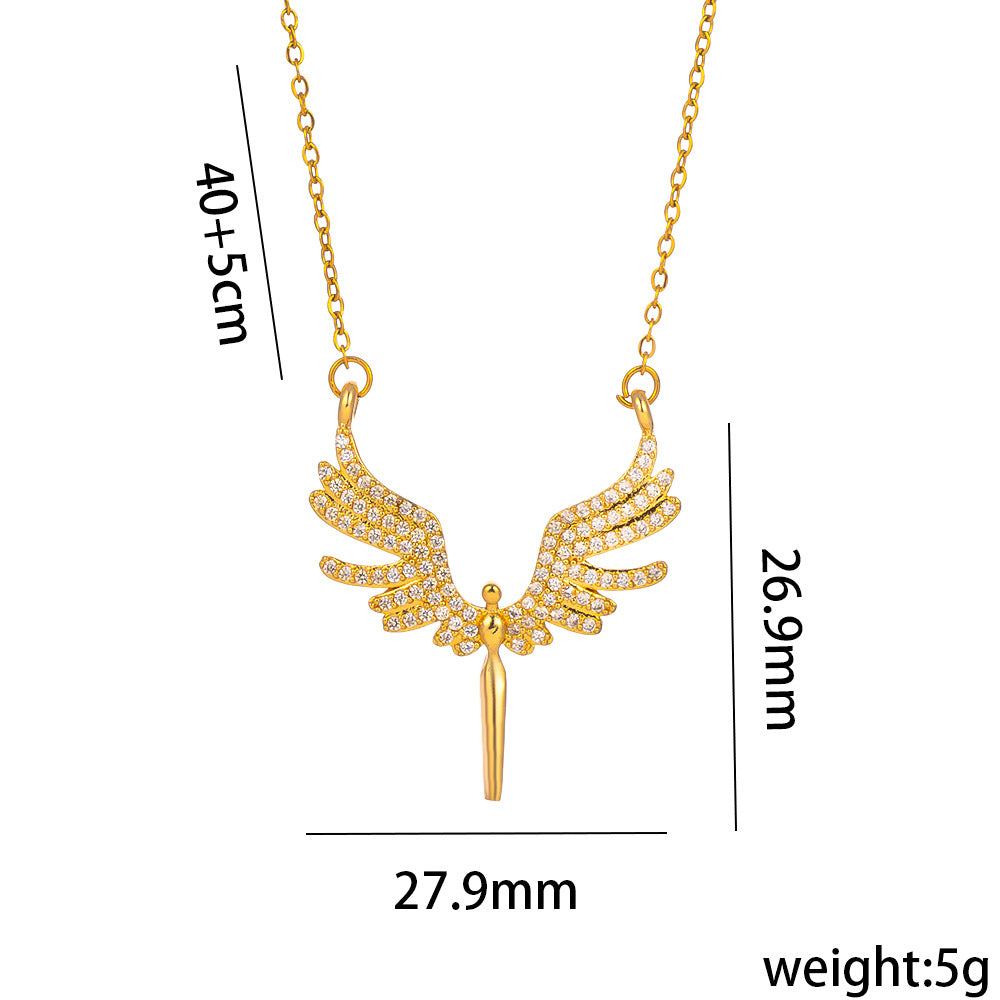 Guardian Angel Wings Pave Necklace