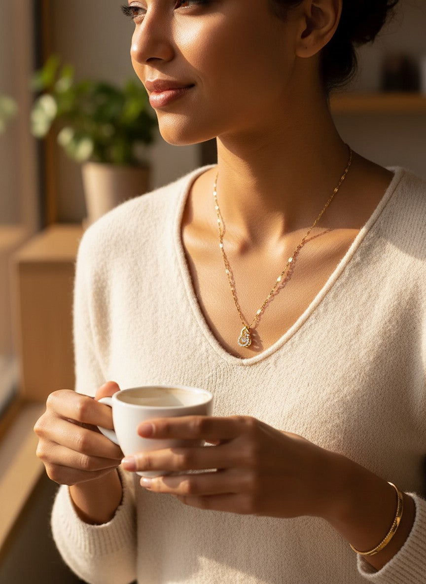 14K Gold Dancing Stone Necklace!