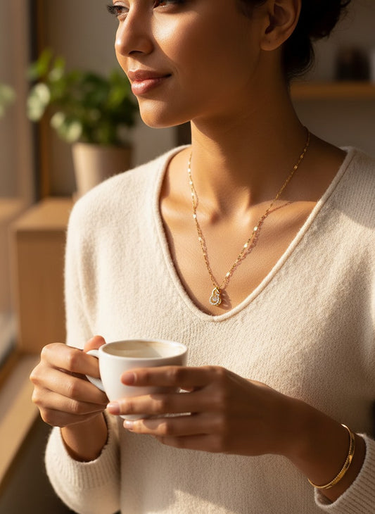 14K Gold Dancing Stone Necklace!