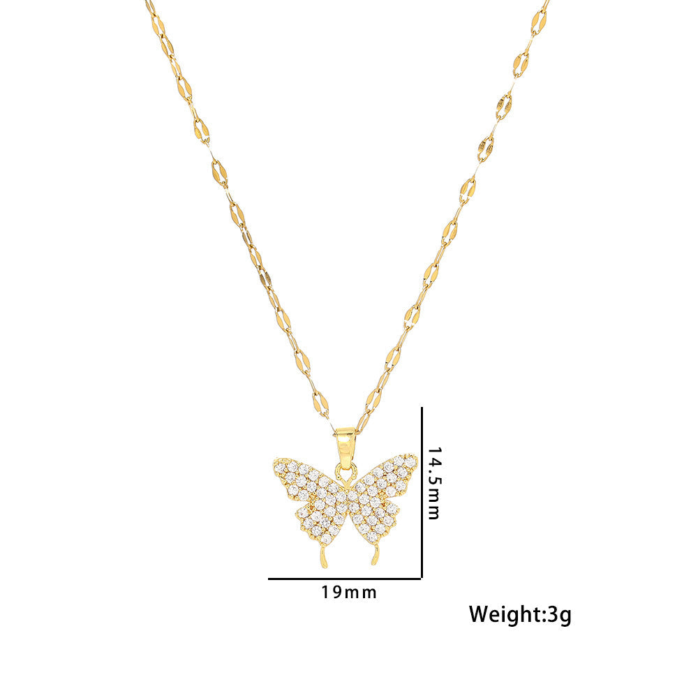 Butterfly Pave Pendant Necklace