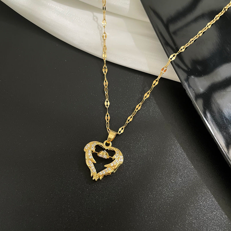 Guardian Angel Wing Heart Necklace